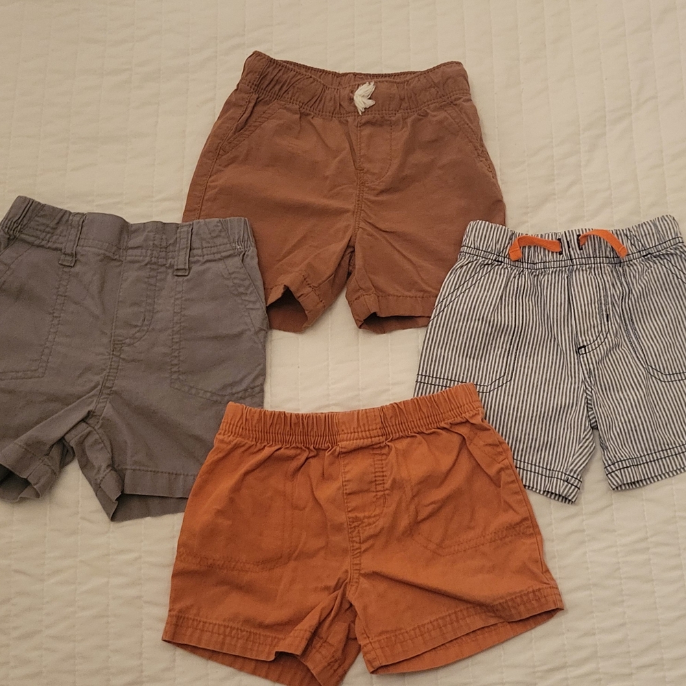 Infant Shorts Lot - Brown, Gray, Orange, Striped